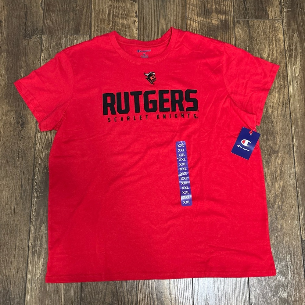 Champion NWT, Rutgers Scarlet Knights Red T Shirt, Size 2XL, Unisex